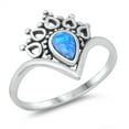 thumbnail image 1 of CHOOSE YOUR COLOR Ornate Bali Style Teardrop Chevron Band Sterling Silver Ring Blue CZ Female Size 9, 1 of 4