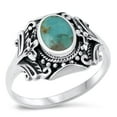 thumbnail image 1 of CHOOSE YOUR COLOR Ornate Fancy Simulated Turquoise Ring .925 Sterling Silver Band Blue CZ Female Size 7, 1 of 4