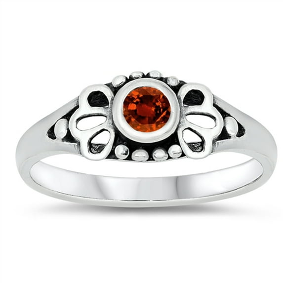 CHOOSE YOUR COLOR Ornate Scalloped Ring .925 Sterling Silver Band Red CZ Jewelry Female Size 2