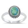 thumbnail image 1 of CHOOSE YOUR COLOR Oval Bali Simulated Turquoise Wholesale Ring .925 Sterling Silver Band Blue CZ Female Size 6, 1 of 4
