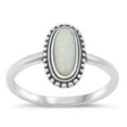 thumbnail image 1 of CHOOSE YOUR COLOR Oval Bali White Simulated Opal Ring .925 Sterling Silver Band CZ Female Size 10, 1 of 4