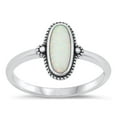 thumbnail image 1 of CHOOSE YOUR COLOR Oval Bali White Simulated Opal Ring .925 Sterling Silver Band CZ Female Size 5, 1 of 4