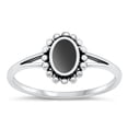 thumbnail image 1 of CHOOSE YOUR COLOR Oval Black Simulated Agate Chic Bali Ring .925 Sterling Silver Band CZ Female Size 10, 1 of 4