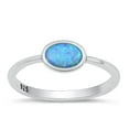 thumbnail image 1 of CHOOSE YOUR COLOR Oval Blue Simulated Opal Promise Ring .925 Sterling Silver Minimalist Band CZ Female Size 6, 1 of 4