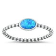 thumbnail image 1 of CHOOSE YOUR COLOR Oval Blue Simulated Opal Ring .925 Sterling Silver Minimalist Band CZ Female Size 6, 1 of 4