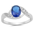 thumbnail image 1 of CHOOSE YOUR COLOR Oval Blue Simulated Sapphire Wholesale Ring .925 Sterling Silver Band CZ Female Size 7, 1 of 4