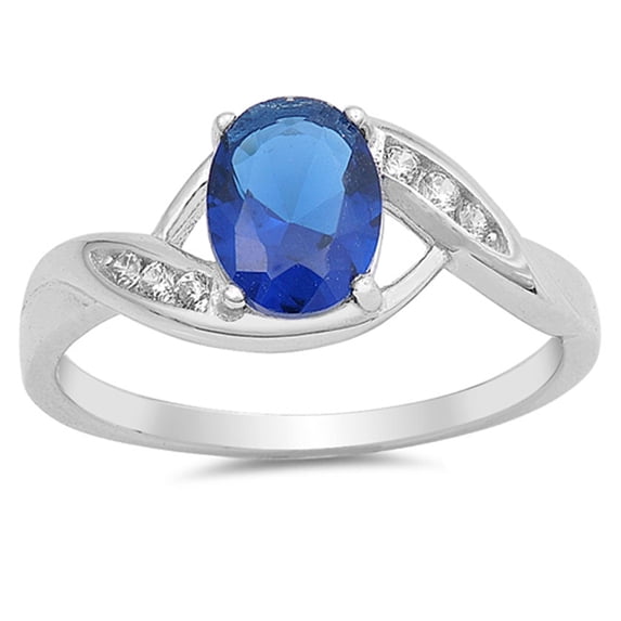 CHOOSE YOUR COLOR Oval Blue Simulated Sapphire Wholesale Ring .925 Sterling Silver Band CZ Female Size 7