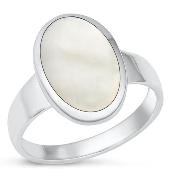 CHOOSE YOUR COLOR Oval Simulated Pearl Cocktail Ring 925 Sterling Silver Band Jewelry Female Size 9