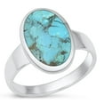 thumbnail image 1 of CHOOSE YOUR COLOR Oval Simulated Turquoise Cocktail Ring .925 Sterling Silver Band Blue CZ Female Size 7, 1 of 4