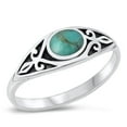 thumbnail image 1 of CHOOSE YOUR COLOR Oval Simulated Turquoise Ring .925 Sterling Silver Band Blue CZ Female Size 6, 1 of 4