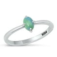 thumbnail image 1 of CHOOSE YOUR COLOR Oval Simulated Turquoise Ring .925 Sterling Silver Minimalist Band Blue CZ Female Size 8, 1 of 4