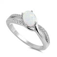 thumbnail image 1 of CHOOSE YOUR COLOR Oval White Simulated Opal Infinity Knot Ring .925 Sterling Silver Band CZ Female Size 5, 1 of 4