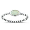 thumbnail image 1 of CHOOSE YOUR COLOR Oval White Simulated Opal Ring .925 Sterling Silver Band CZ Female Size 5, 1 of 4