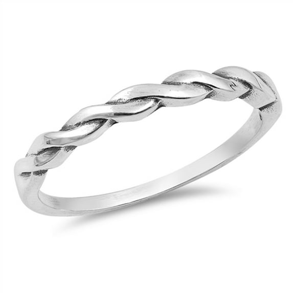 CHOOSE YOUR COLOR Oxidized Braid Weave Knot Stackable Ring 925 Sterling Silver Band Jewelry Female Size 8