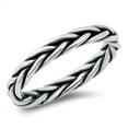 thumbnail image 1 of CHOOSE YOUR COLOR Oxidized Braided Band Stackable Ring .925 Sterling Silver Jewelry Female Size 12, 1 of 4