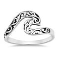 thumbnail image 1 of CHOOSE YOUR COLOR Oxidized Filigree Swirl Wave Ring .925 Sterling Silver Victorian Band Female Size 13, 1 of 4