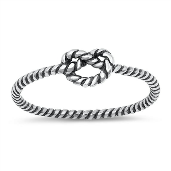 CHOOSE YOUR COLOR Oxidized Love Knot Heart Rope Infinity Ring .925 Sterling Silver Band Female Size 9