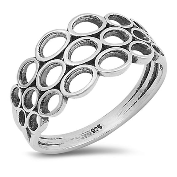 CHOOSE YOUR COLOR Oxidized Oval Geometric Round Hole Ring .925 Sterling Silver Band Jewelry Female Size 10