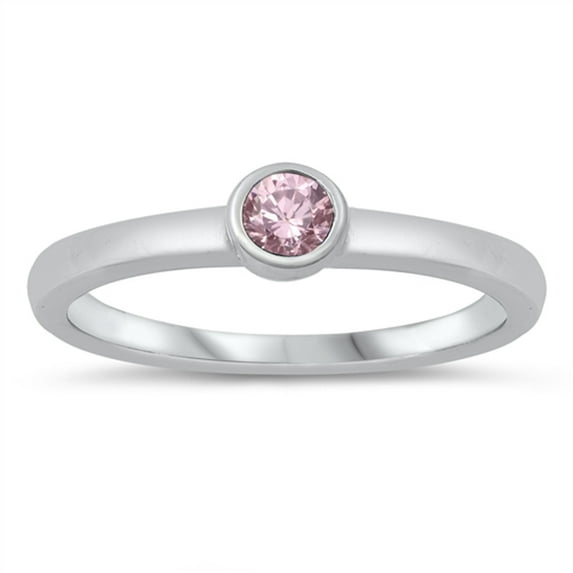 CHOOSE YOUR COLOR Pink CZ Circle Promise Ring .925 Sterling Silver Band Jewelry Female Size 5