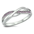 thumbnail image 1 of CHOOSE YOUR COLOR Pink CZ Criss Cross Celtic Knot Ring .925 Sterling Silver Band Female Size 5, 1 of 4