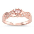 thumbnail image 1 of CHOOSE YOUR COLOR Pink CZ Criss Cross Heart Promise Ring .925 Sterling Silver Band Female Size 8, 1 of 4