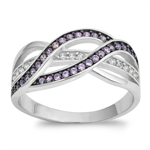 CHOOSE YOUR COLOR Pink CZ Infinity Knot Statement Ring .925 Sterling Silver Band Female Size 12