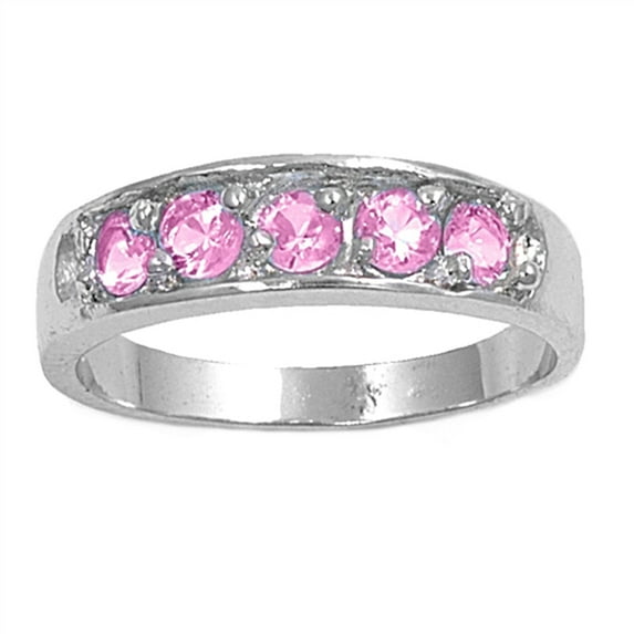 CHOOSE YOUR COLOR Pink CZ Ring Studded Halo .925 Sterling Silver Band Jewelry Female Size 1