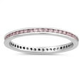 thumbnail image 1 of CHOOSE YOUR COLOR Pink CZ Round Eternity Stackable Ring .925 Sterling Silver Band Female Size 7, 1 of 4
