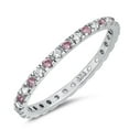 thumbnail image 1 of CHOOSE YOUR COLOR Pink CZ Stackable Ring .925 Sterling Silver Thumb Band Jewelry Female Size 10, 1 of 4