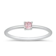SAC SILVER CHOOSE YOUR COLOR Pink CZ Wholesale Ring .925 Sterling Silver Solitaire Band Female Size 6