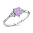 thumbnail image 1 of CHOOSE YOUR COLOR Pink Simulated Opal .925 Sterling Silver Band White CZ Jewelry Female Size 5, 1 of 4