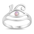thumbnail image 1 of CHOOSE YOUR COLOR Pink Simulated Opal Midi Knuckle Girl Ring .925 Sterling Silver Band CZ Female Size 8, 1 of 4
