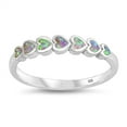 thumbnail image 1 of CHOOSE YOUR COLOR Pink Simulated Opal Purity Promise Heart Ring .925 Sterling Silver Band CZ Female Size 7, 1 of 4