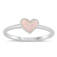 thumbnail image 1 of CHOOSE YOUR COLOR Pink Simulated Opal Ring .925 Sterling Silver Heart Love Band CZ Female Size 6, 1 of 4