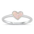 thumbnail image 1 of CHOOSE YOUR COLOR Pink Simulated Opal Ring .925 Sterling Silver Heart Love Band CZ Female Size 8, 1 of 4