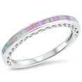 thumbnail image 1 of CHOOSE YOUR COLOR Pink Simulated Opal Stackable Promise Ring .925 Sterling Silver Band CZ Female Size 6, 1 of 4