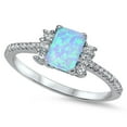 thumbnail image 1 of CHOOSE YOUR COLOR Princess Cut Blue Simulated Opal Clear CZ Promise Ring .925 Sterling Silver White Female Size 9, 1 of 4