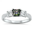 thumbnail image 1 of CHOOSE YOUR COLOR Princess Cut Multi-color CZ Wholesale Ring .925 Sterling Silver Black Female Size 4, 1 of 4