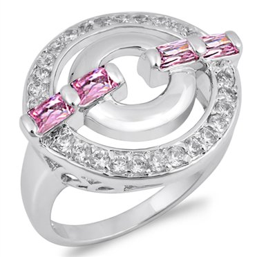 Bague Argent 925 RSE Avec Pierre Violette Carrée - Taille 7 1/4 - Occasion En Bon état