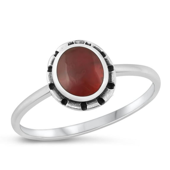 CHOOSE YOUR COLOR Red Simulated Agate Flower Bloom Ring 925 Sterling Silver Band CZ Female Size 8