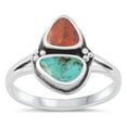 thumbnail image 1 of CHOOSE YOUR COLOR Red Simulated Agate Mid Modern Bali Ring .925 Sterling Silver Band CZ Female Size 8, 1 of 4