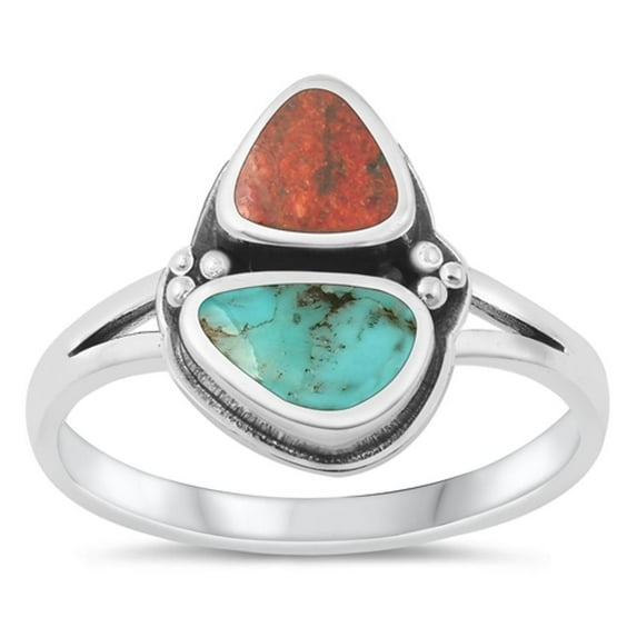 CHOOSE YOUR COLOR Red Simulated Agate Mid Modern Bali Ring .925 Sterling Silver Band CZ Female Size 8