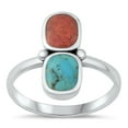 thumbnail image 1 of CHOOSE YOUR COLOR Red Simulated Agate Mid Modern Promise Ring .925 Sterling Silver Band CZ Female Size 10, 1 of 4