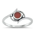 thumbnail image 1 of CHOOSE YOUR COLOR Red Simulated Agate Ring .925 Sterling Silver Bali Curl Band CZ Female Size 4, 1 of 4