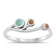 thumbnail image 1 of CHOOSE YOUR COLOR Red Simulated Agate Simulated Turquoise Tiger Eye Ring .925 Sterling Silver Band CZ Female Size 9, 1 of 4