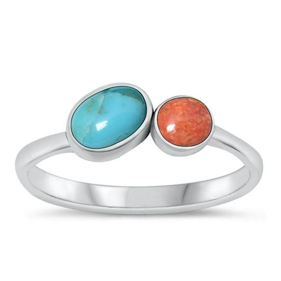 CHOOSE YOUR COLOR Red Simulated Agate & Turquiose Wholesale Ring .925 Sterling Silver Band CZ Female Size 10