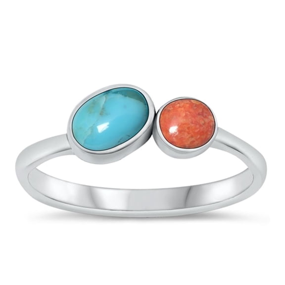 CHOOSE YOUR COLOR Red Simulated Agate & Turquiose Wholesale Ring .925 Sterling Silver Band CZ Female Size 11
