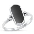 thumbnail image 1 of CHOOSE YOUR COLOR Ring .925 Sterling Silver Black Simulated Agate Statement Band CZ Female Size 10, 1 of 4