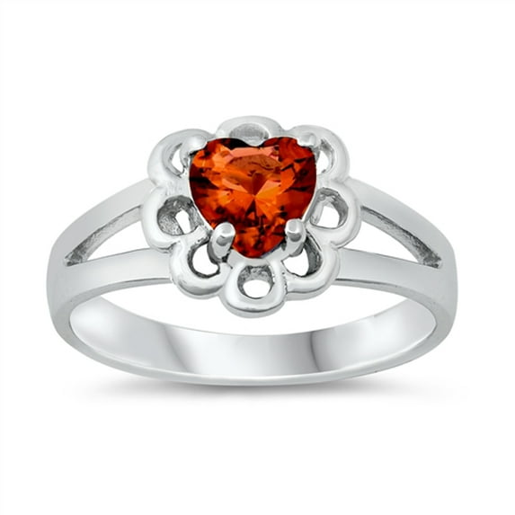 CHOOSE YOUR COLOR Ring Promise Heart Flower .925 Sterling Silver Band Jewelry Female Male Size 4