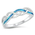 thumbnail image 1 of CHOOSE YOUR COLOR Rope Wave Blue Simulated Opal Ring .925 Sterling Silver Band CZ Female Size 7, 1 of 4